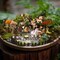 58 Pcs Miniature Garden Set Flower Angel Fairy House Animals Trees Diorama Supplies Fairy Village Mini Terrarium Figurines Micro Landscape Ornaments